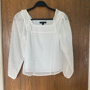 Banana Republic White Blouse with white polka dots
